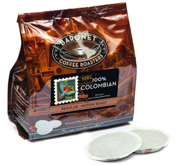 Baronet Coffee Pods - 100% Colombian, Medium Roast, 54 Pods (3 Bags of 18) for Senseo Coffee Machine