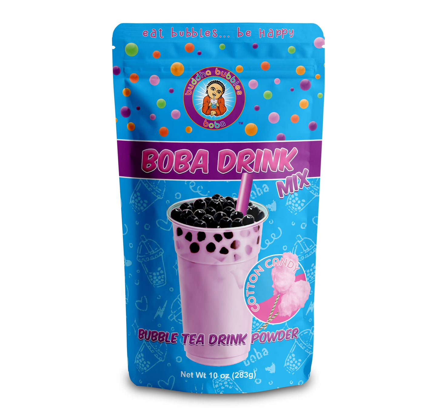 enhanced COTTON CANDY Boba/Bubble Tea Drink Mix Powder By Buddha Bubbles Boba (10 Ounce / 283 Grams)