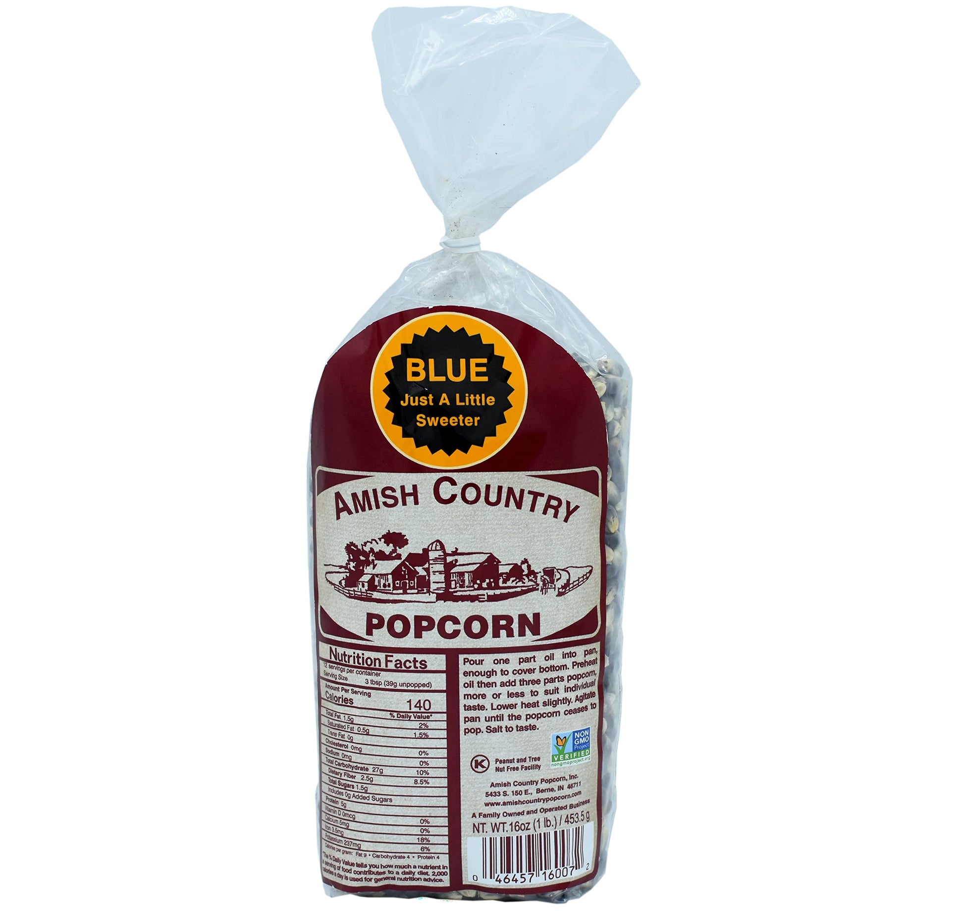 Amish Country Popcorn | 1 Lbs Bag | Blue Popcorn Kernels | Old Fashioned, Non-Gmo And Gluten Free (Blue - 1 Lbs Bag)