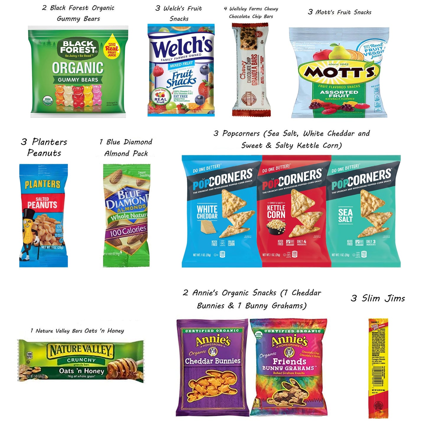 Foxy Fane 25 Count Healthy Snack Box - Premium Holiday, Christmas & New Year Gift Care Package With Variety Of Nuts, Crackers, B