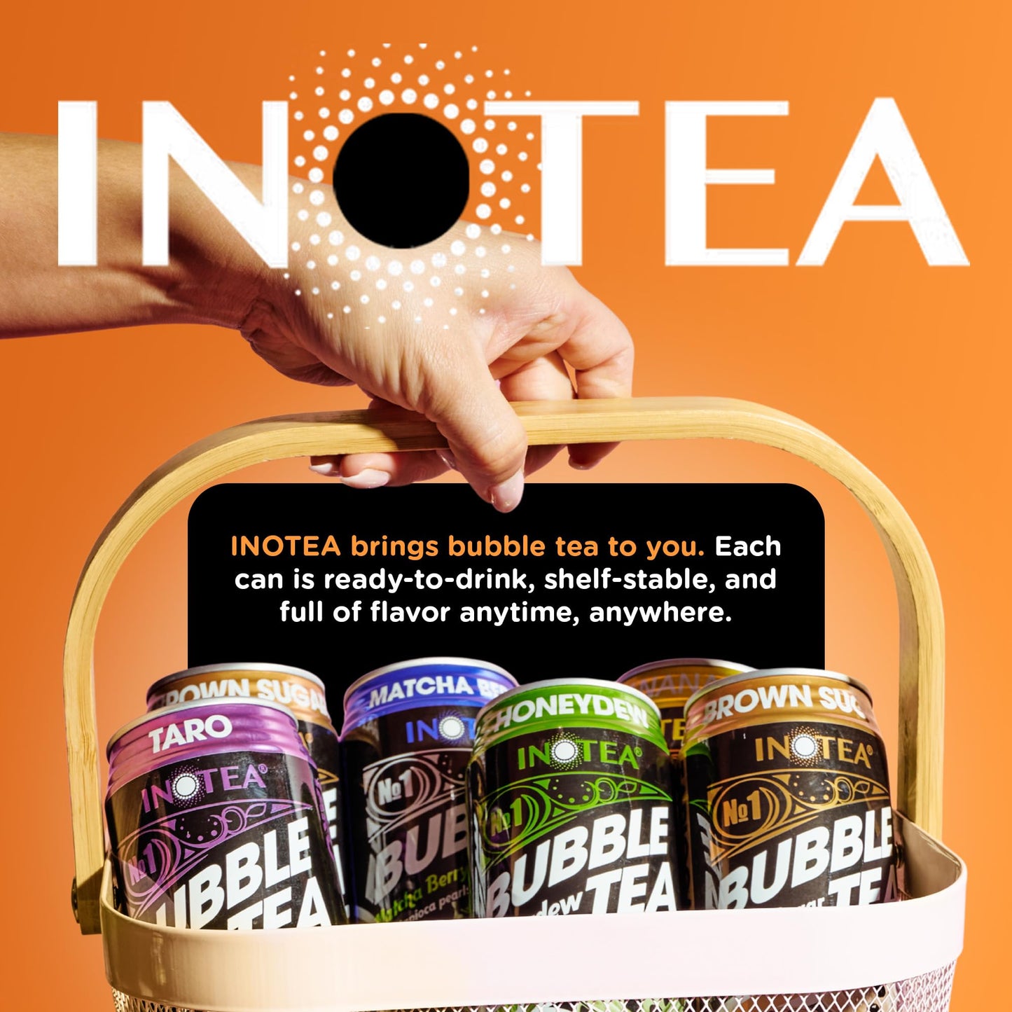 Inotea Bubble Tea with Tapioca Pearls - Delicious, Instant Boba Tea - Ready-to-Drink Black Milk Tea - Comes in Large 16.6 oz Can