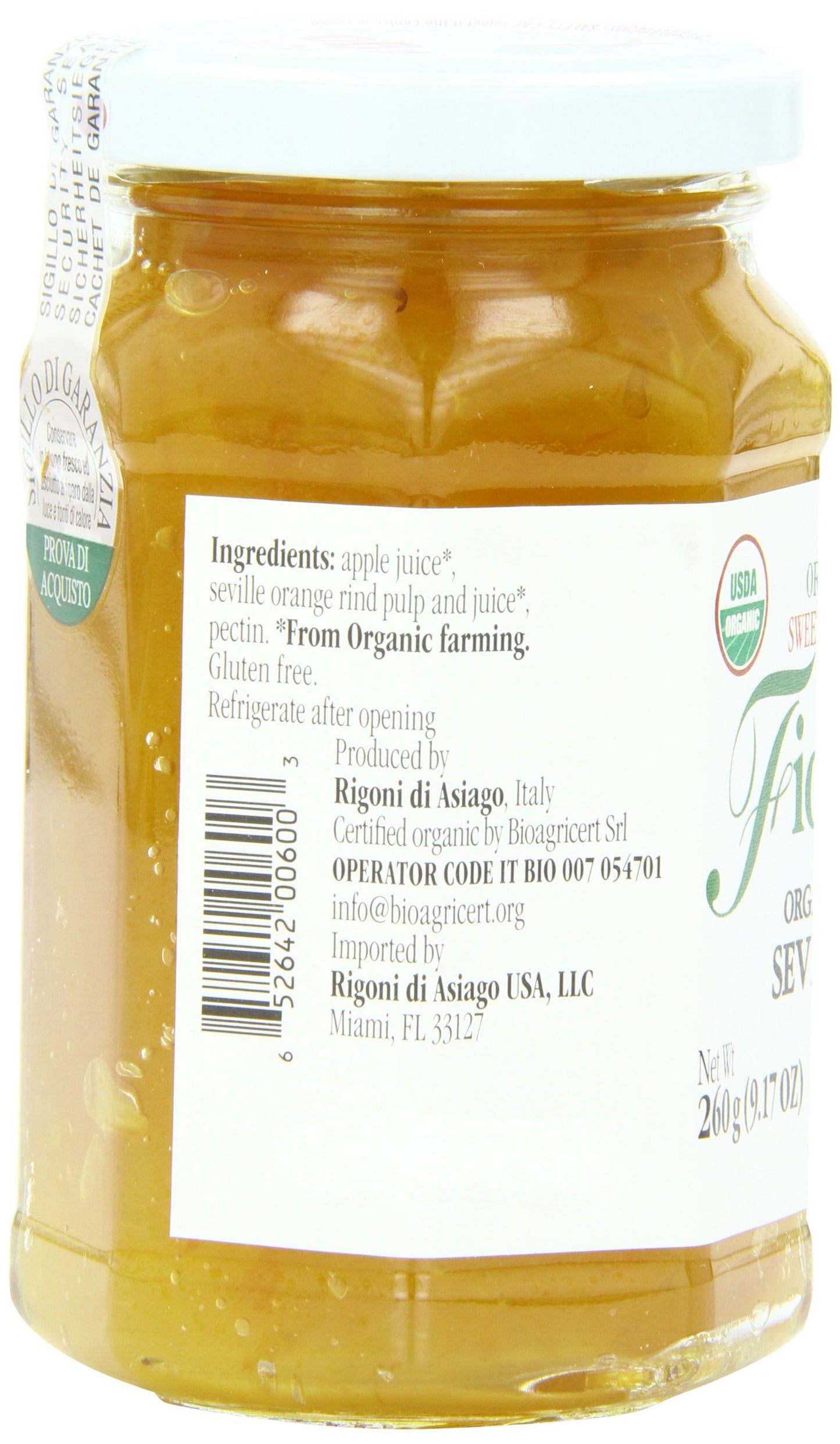 Rigoni Di Asiago Fiordifrutta Fruit Spread, Seville Orange, Organic, 9.17 Oz