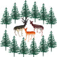 Hooqict 15Pcs Deer Christmas Tree Cake Topper With Tree Deer Figurines Hunting Cake Decorations For Winter Forest Woodland Birthday Party Supplies Animals Christmas Decorations