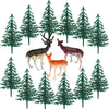 Hooqict 15Pcs Deer Christmas Tree Cake Topper With Tree Deer Figurines Hunting Cake Decorations For Winter Forest Woodland Birthday Party Supplies Animals Christmas Decorations