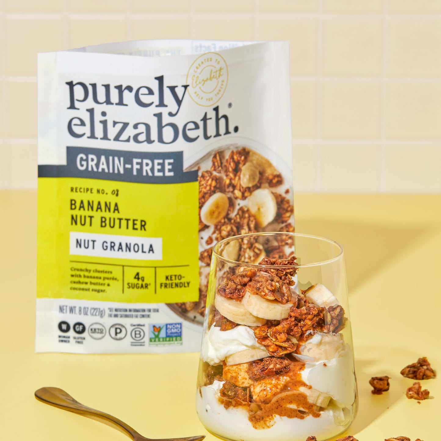 Purely Elizabeth, Banana Nut Butter, Keto Granola, Grain-Free (3 Ct, 8Oz Bags)