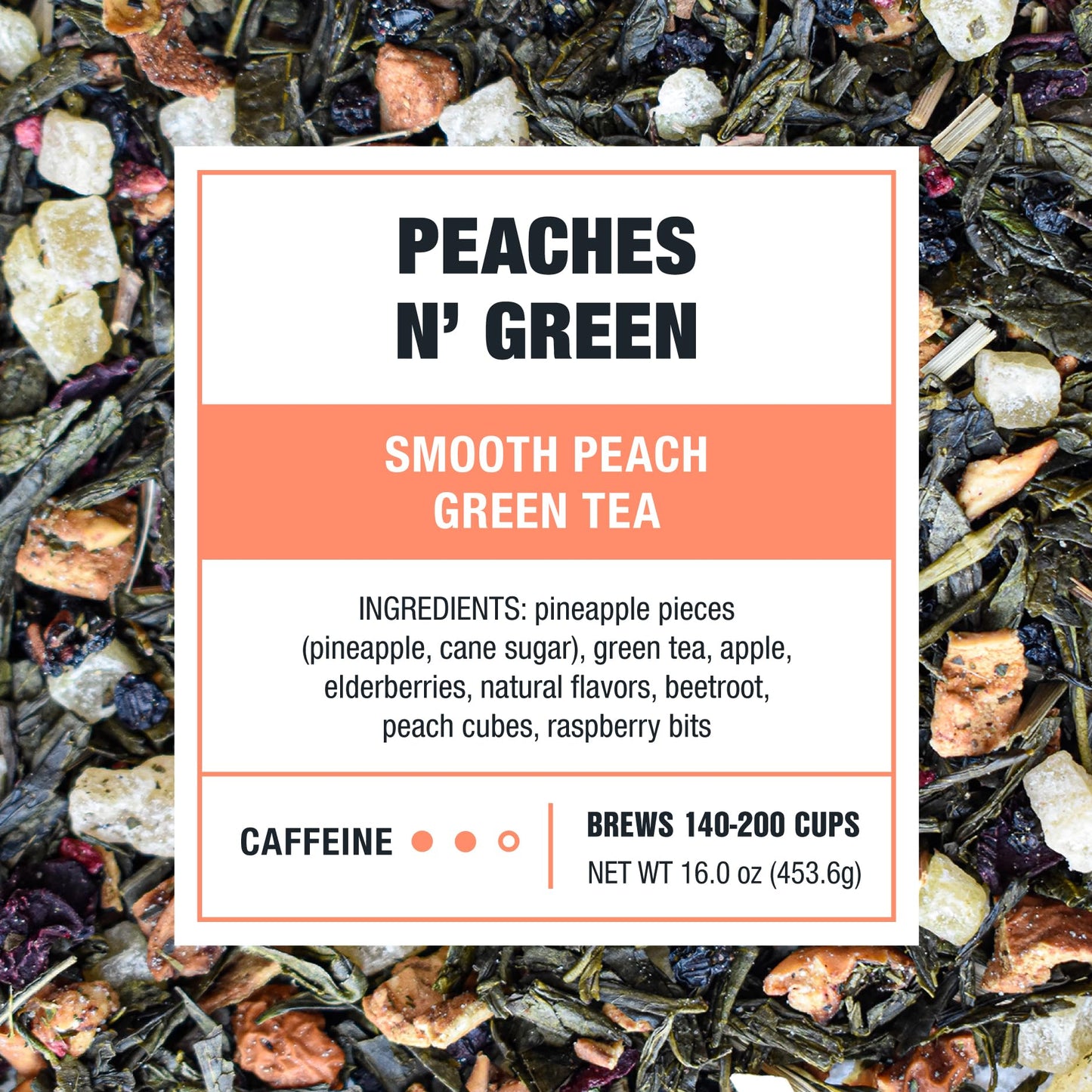 Tiesta Tea Peaches N Green Loose Leaf Tea Blend, Medium Caffeinated, 16 oz Bulk Pouch, Brews Up to 200 Cups