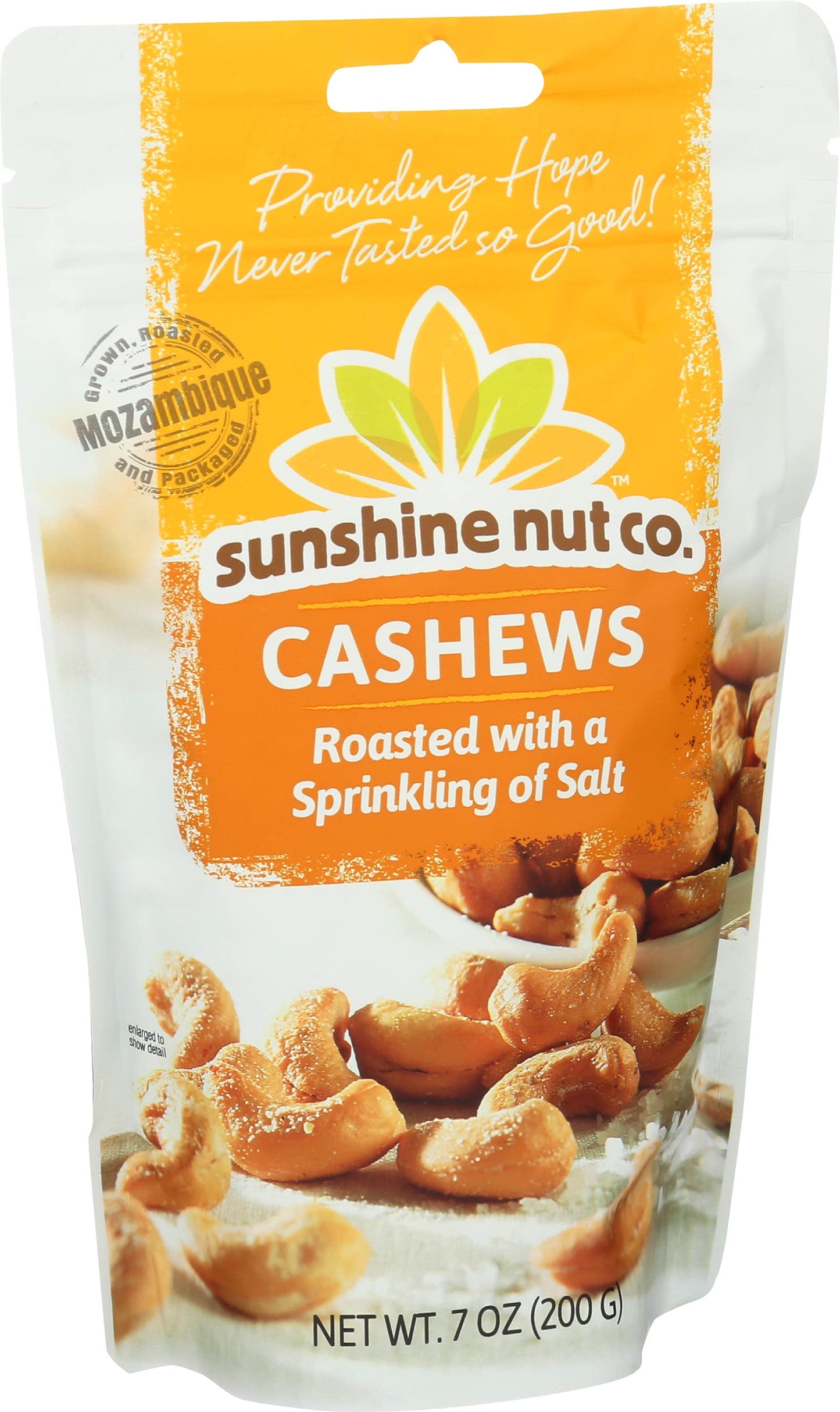 Whole Roasted Lightly Salted Cashews by Sunshine Nuts Co., Gluten Free, Peanut Free and Vegan Individual Snack Packs for Kids an