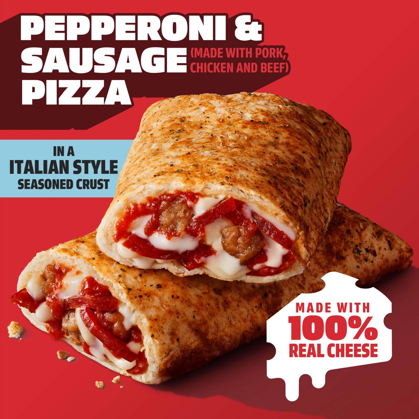 Hot Pockets Pepperoni and Sausage Pizza, Hot Pockets Frozen Sandwiches, Frozen Snacks, Air Fryer Snacks, 9g Protein, 4-Pack