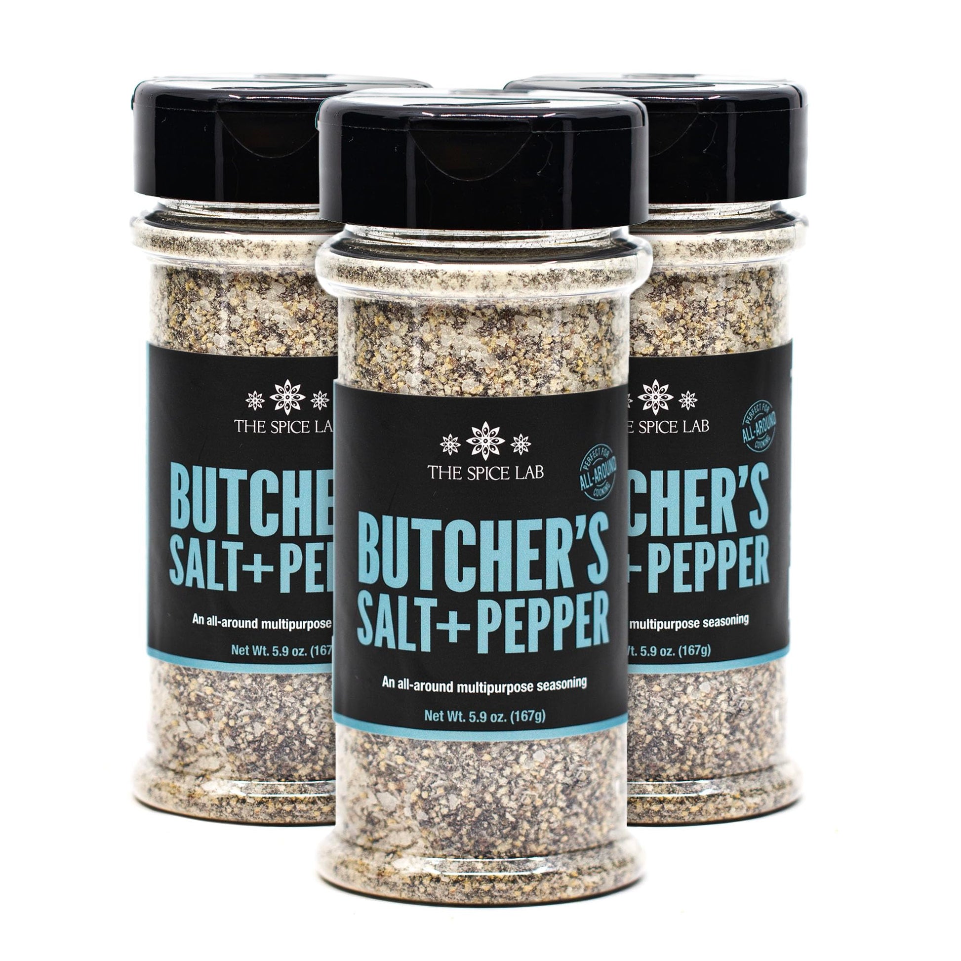 The Spice Lab No. 61 - Premium Gourmet Butcher's Salt & Pepper Blend - Kosher Gluten Free All Natural Brand - 5.9oz. Shaker Jar 