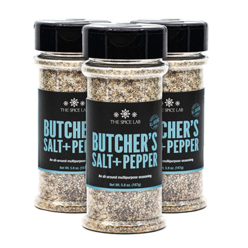 The Spice Lab No. 61 - Premium Gourmet Butcher's Salt & Pepper Blend - Kosher Gluten Free All Natural Brand - 5.9oz. Shaker Jar 