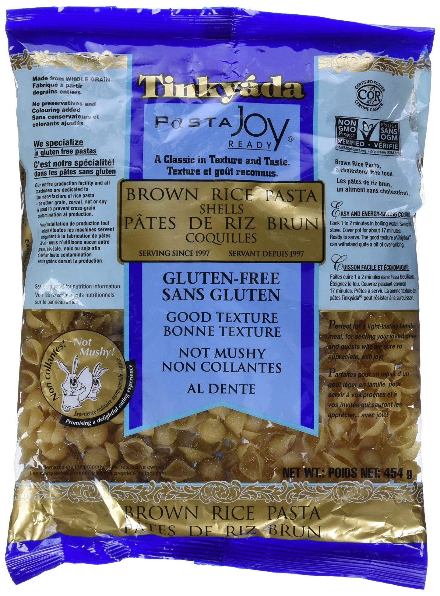 Tinkyada Brown Rice Pasta Shells, 16 oz, Plastic, Gluten-Free
