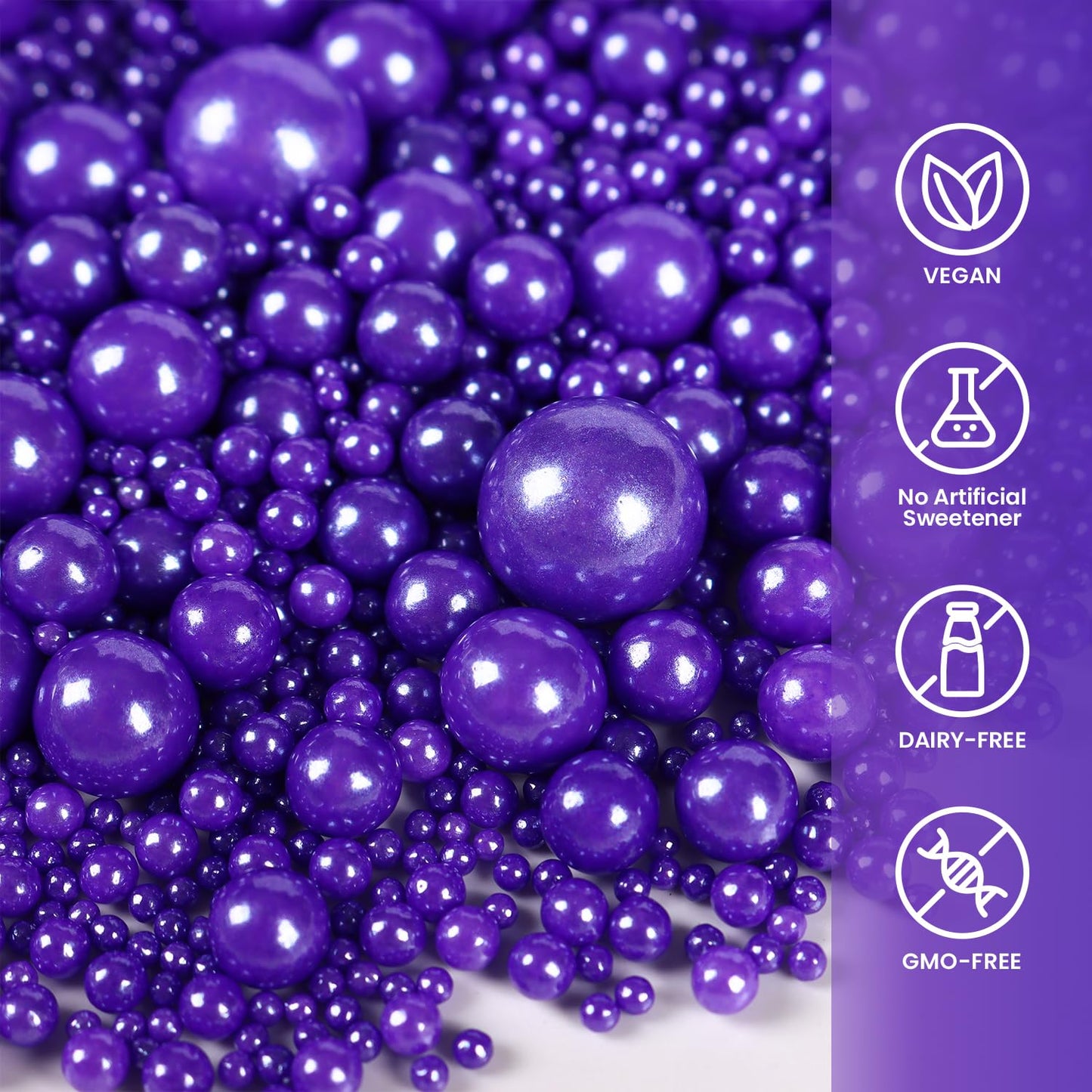Purple Sprinkles For Cake Decorating, Edible Pearl Sprinkles For Cupcake Toppers Baking Decorations Cookie Lover Birthday Celebr