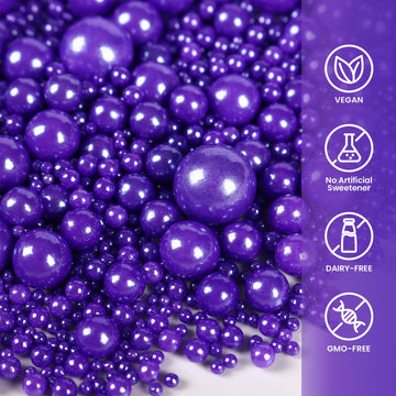 Purple Sprinkles For Cake Decorating, Edible Pearl Sprinkles For Cupcake Toppers Baking Decorations Cookie Lover Birthday Celebr