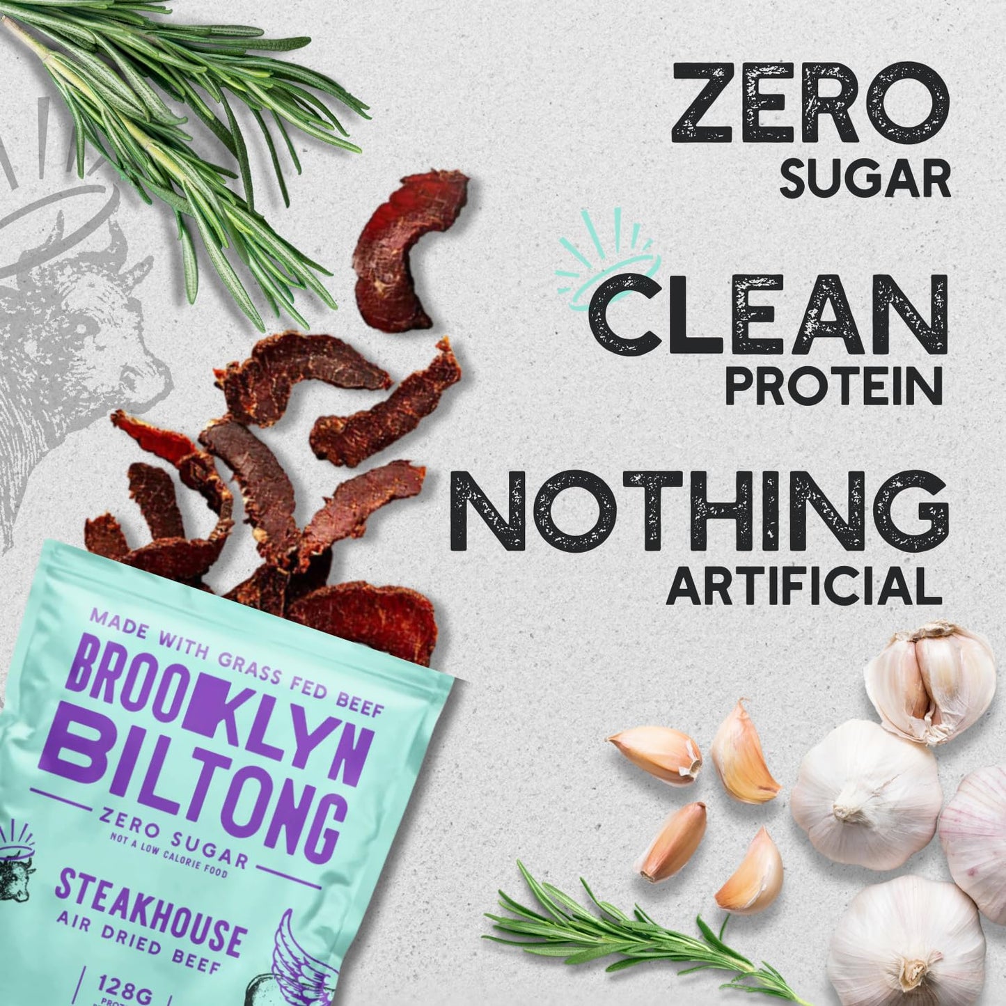 Brooklyn Biltong Air Dried Grass Fed Beef Snack (2 Oz, Pack Of 8) - Whole30 Approved, Paleo, Keto, Gluten Free, Sugar Free, Made