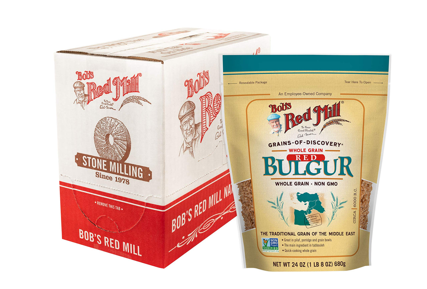 Bob s Red Mill Red Bulgur/Red Wheat, 24oz (Pack of 4)- Whole Grain, Non GMO, Vegan, Kosher