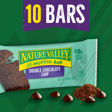 Nature Valley Soft Baked Muffin Bars, Double Chocolate Chip, Whole Grain, 10 Count, 12.4 oz