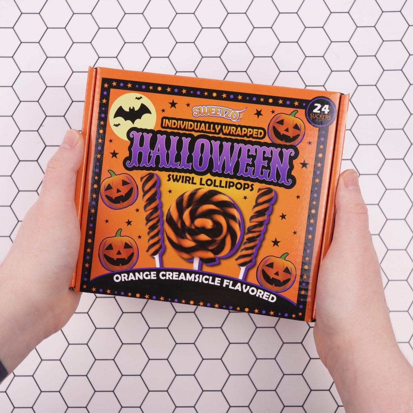Orange and Black Swirl Halloween Lollipops  Festive Trick or Treat Candy  Individually Wrapped Party Favors  24 Count