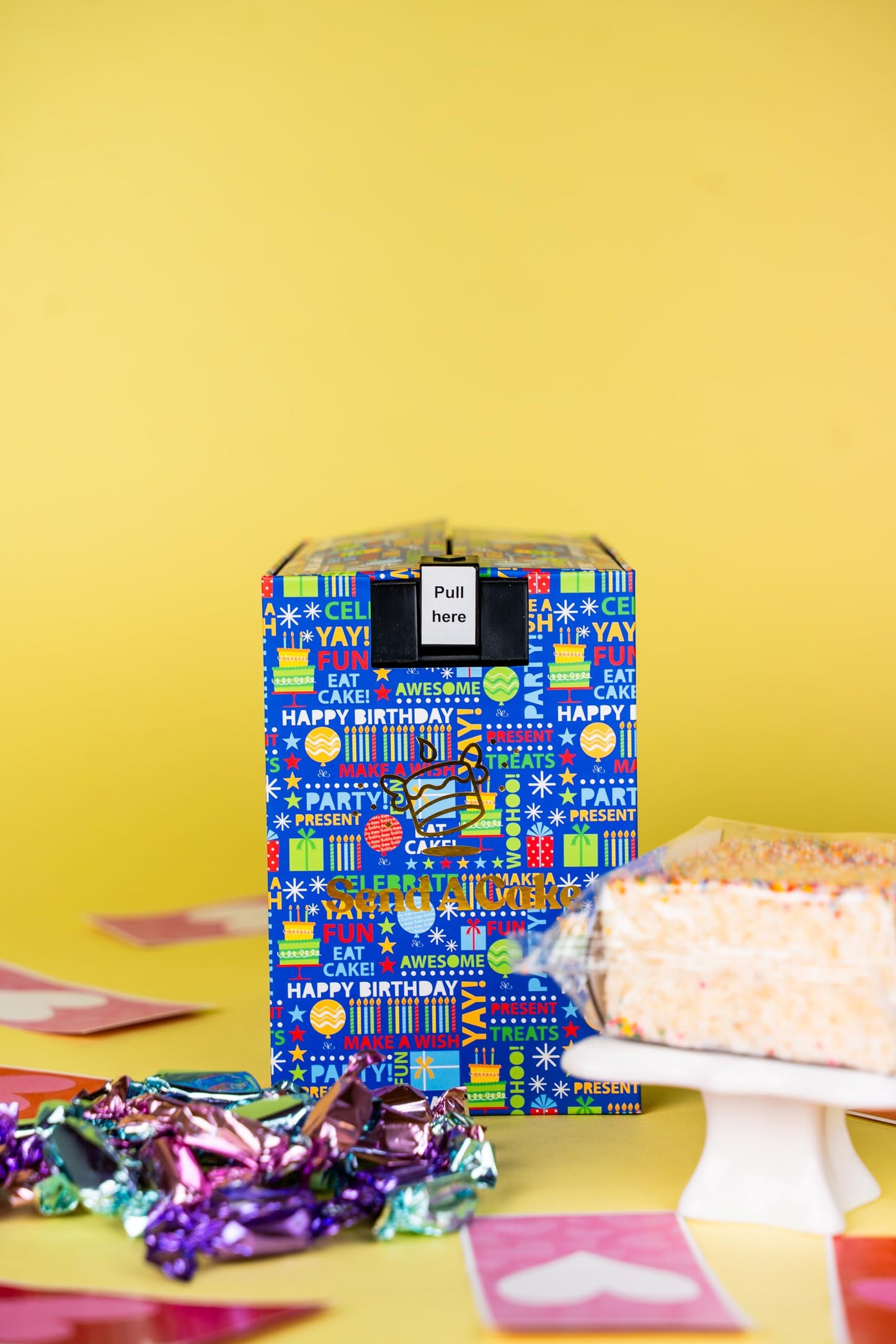 Birthday Love Shower Gift Box By Send A Cake – Ready-To-Gift Music Box With Sweet Caramels & 3 Rainbow Sprinkle Dots Crispy Cake – No Assembly, Perfect Birthday Or Celebration Gift For Women, Men & Kids