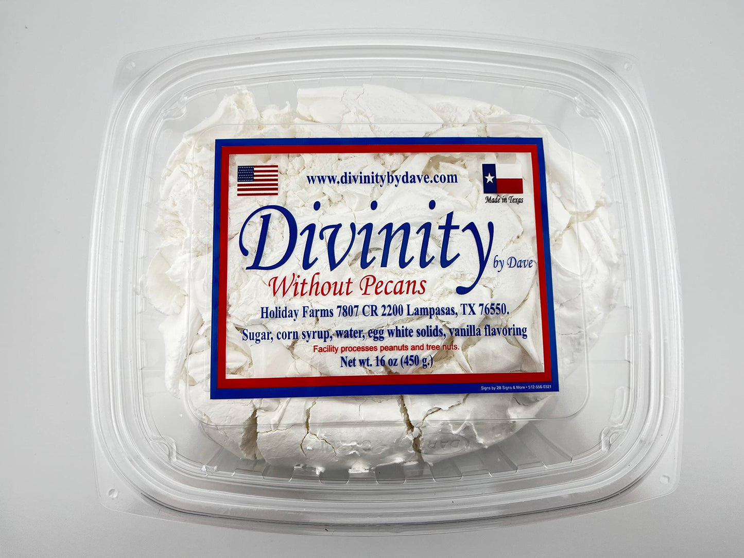 1 Pound Divinity (Without Pecans, 1-1Lb Box) One Large Piece Of Old Fashioned Divinity, Just Like Home Made.