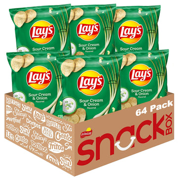 Lay'S Potato Chips, Sour Cream & Onion, 1.5 Ounce (Pack Of 64)