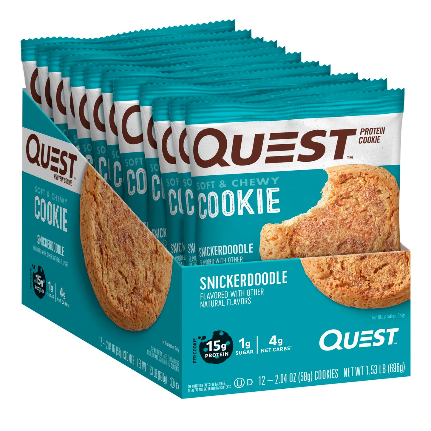 Quest Nutrition Snickerdoodle Protein Cookie, High Protein, Low Carb, Gluten Free, 12 Count, Model QPCSD12M6