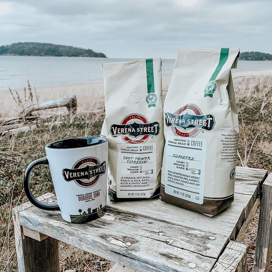 Verena Street Dark Roast Whole Bean Coffee, 100% Sumatra, 11 Ounce, Rainforest Alliance Certified
