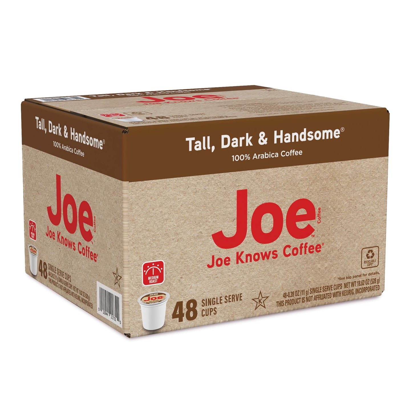 Joe Knows Coffee Single Serve Pods, Tall Dark and Handsome, 48 Count