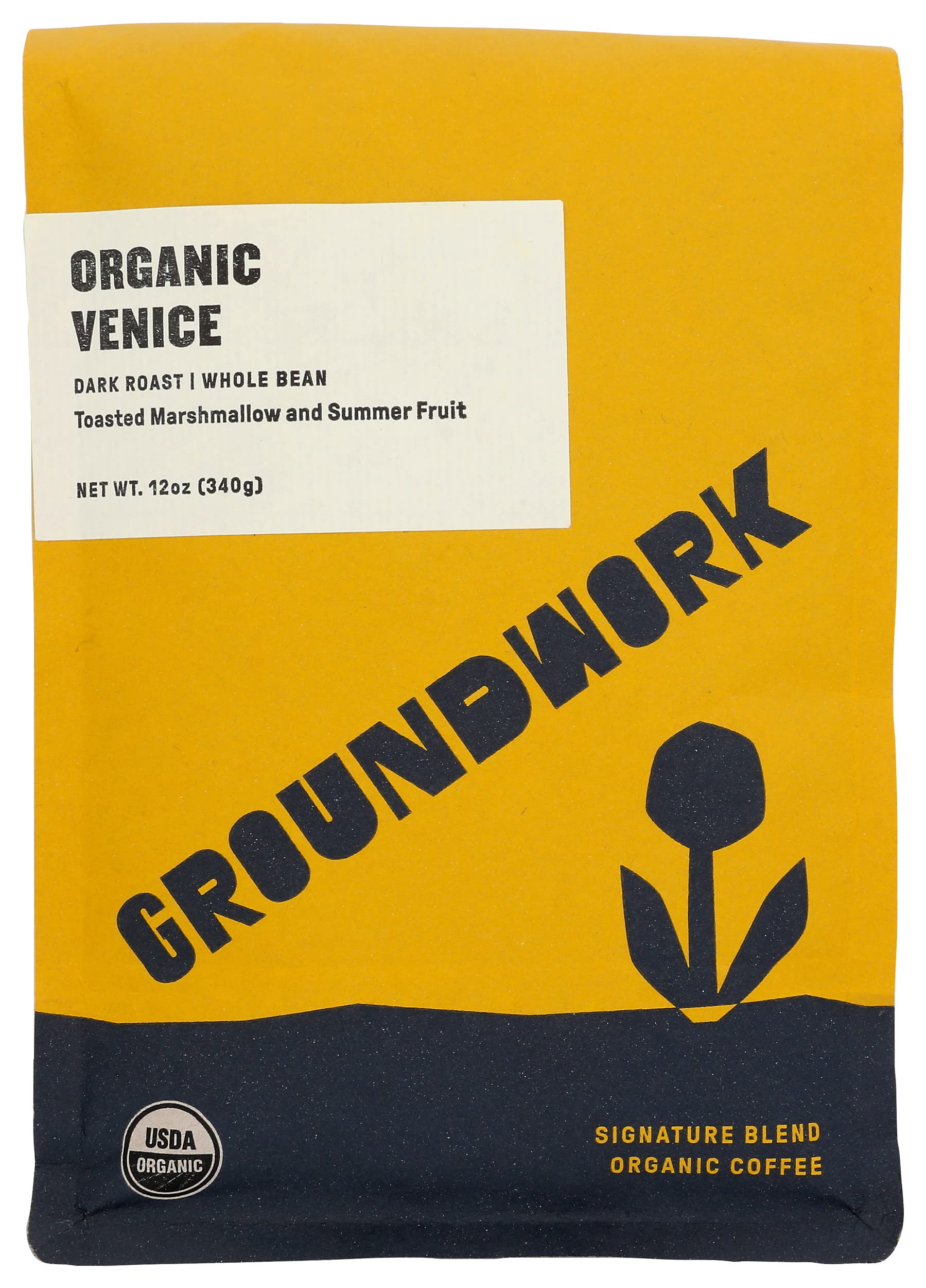 Groundwork Certified Organic Whole Bean Coffee Venice Blend 12 Oz Bag