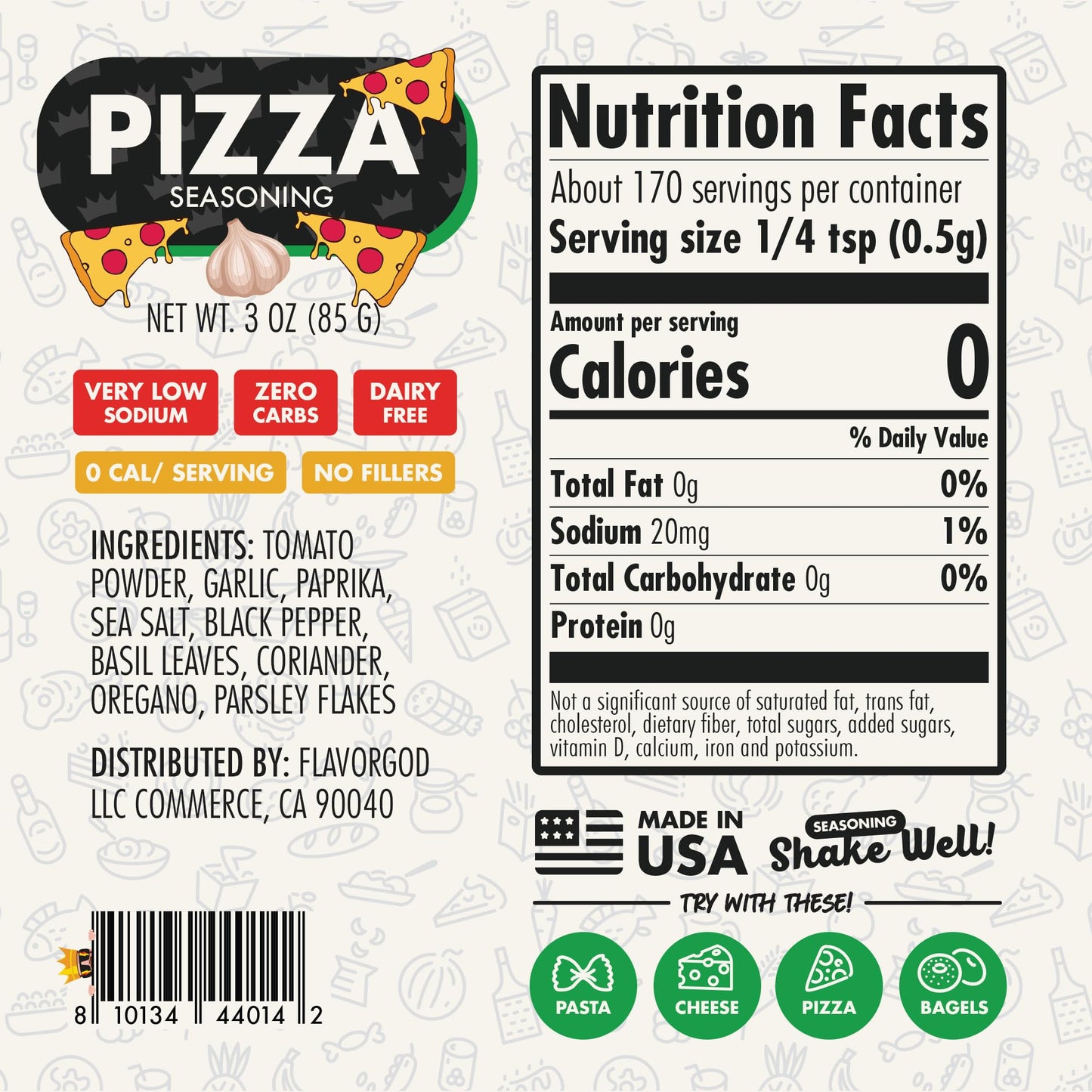 Flavor God Pizza Seasoning Mix, Large (Pack of 2), Natural, Gluten-Free, Vegan, Keto-Friendly, for Grilling Chicken, Beef, Seafood, Vegetables