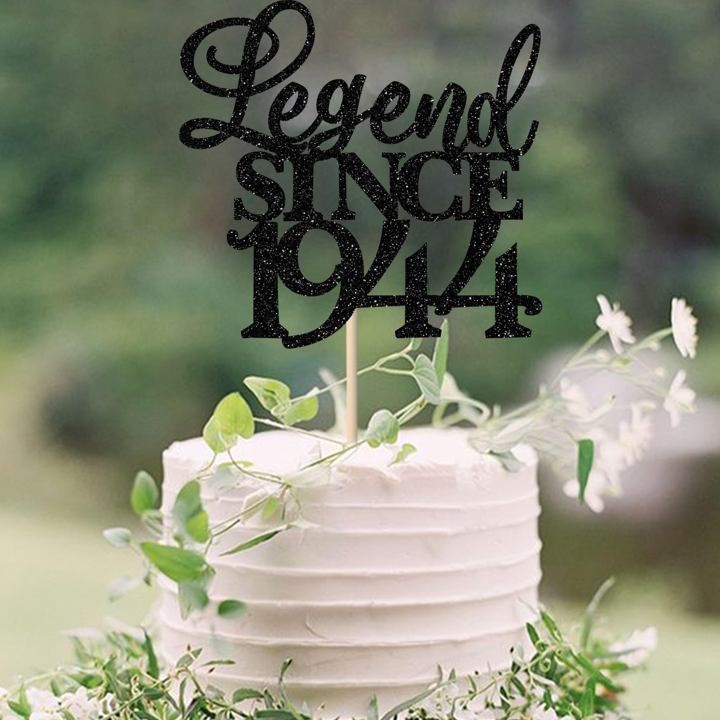 Rssta i Cake Topper - Legend Since 1945, Glitter Design for 80th Birthday, Black, Model XM310-black 1943
