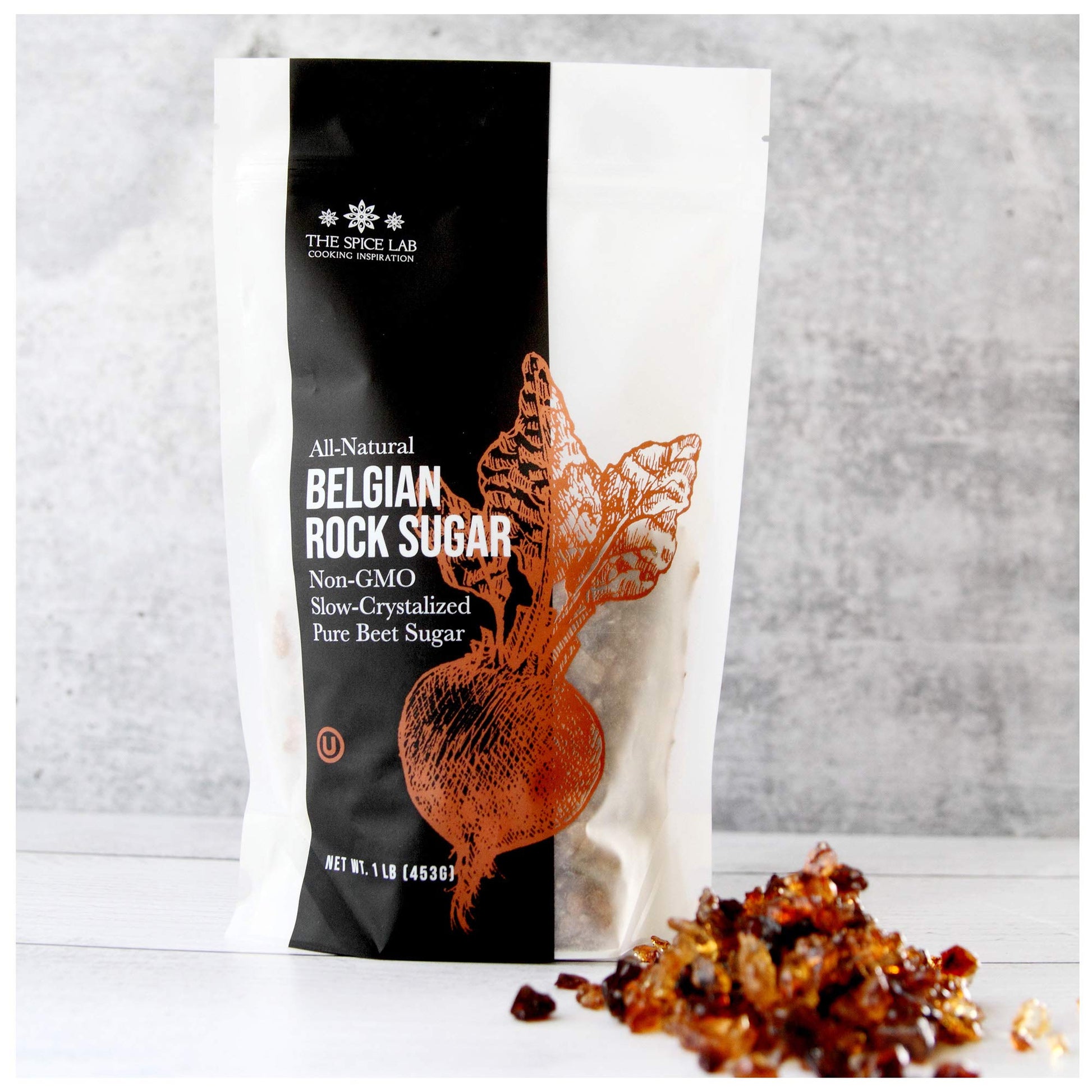 The Spice Lab Belgian Rock Sugar - 2 Pounds - Natural REAL Beet Sugar - Brown Rock Sugar - Teavana Style Tea Sugar - Perfect Sug