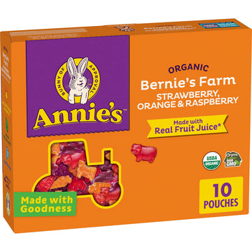 Annie'S Organic Bernie'S Farm Fruit Flavored Snacks, Gluten Free, 10 Pouches, 7 Oz.