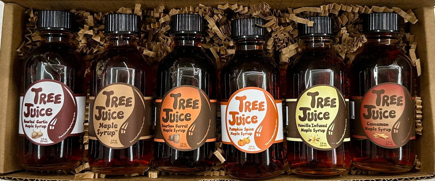 Tree Juice Maple Syrup Gift Box - 6 Pack of 2 Fl Oz Bottles - Ideal for Birthdays, Corporate Gifts, and Holidays