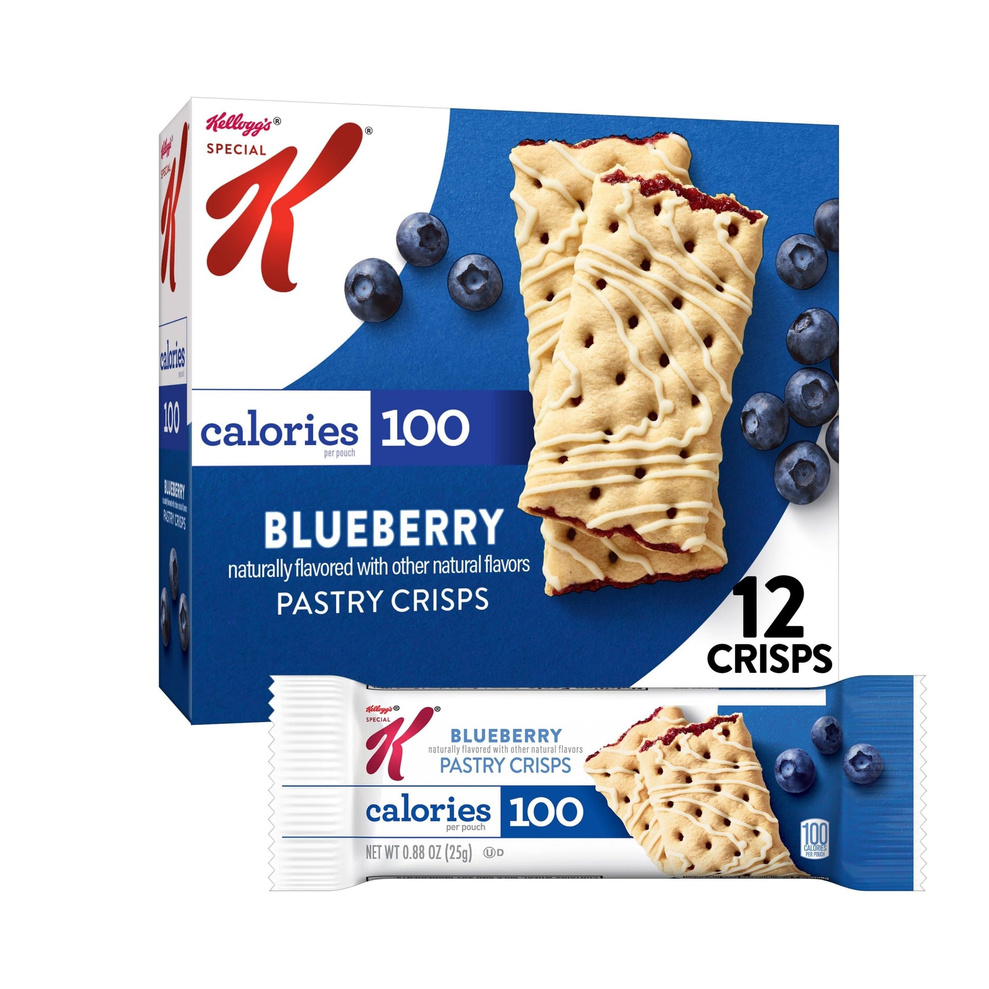 Special K Pastry Crisps, Blueberry, 100 Calorie Snacks, 0.88 Ounce (Pack of 12)