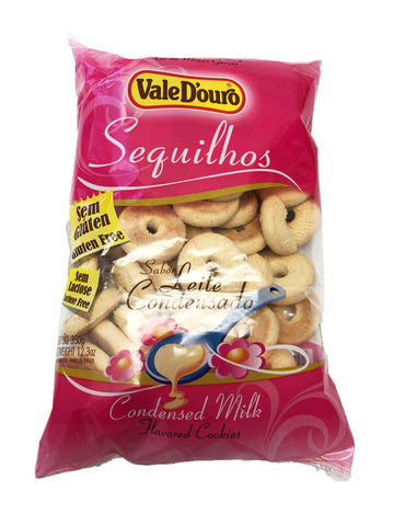 Vale D'Ouro - Condensed Milk Flavored Cassava Cookies - 12.35 Oz (Pack Of 03) | Biscoitos De Sequilhos De Sabor Leite Condensado