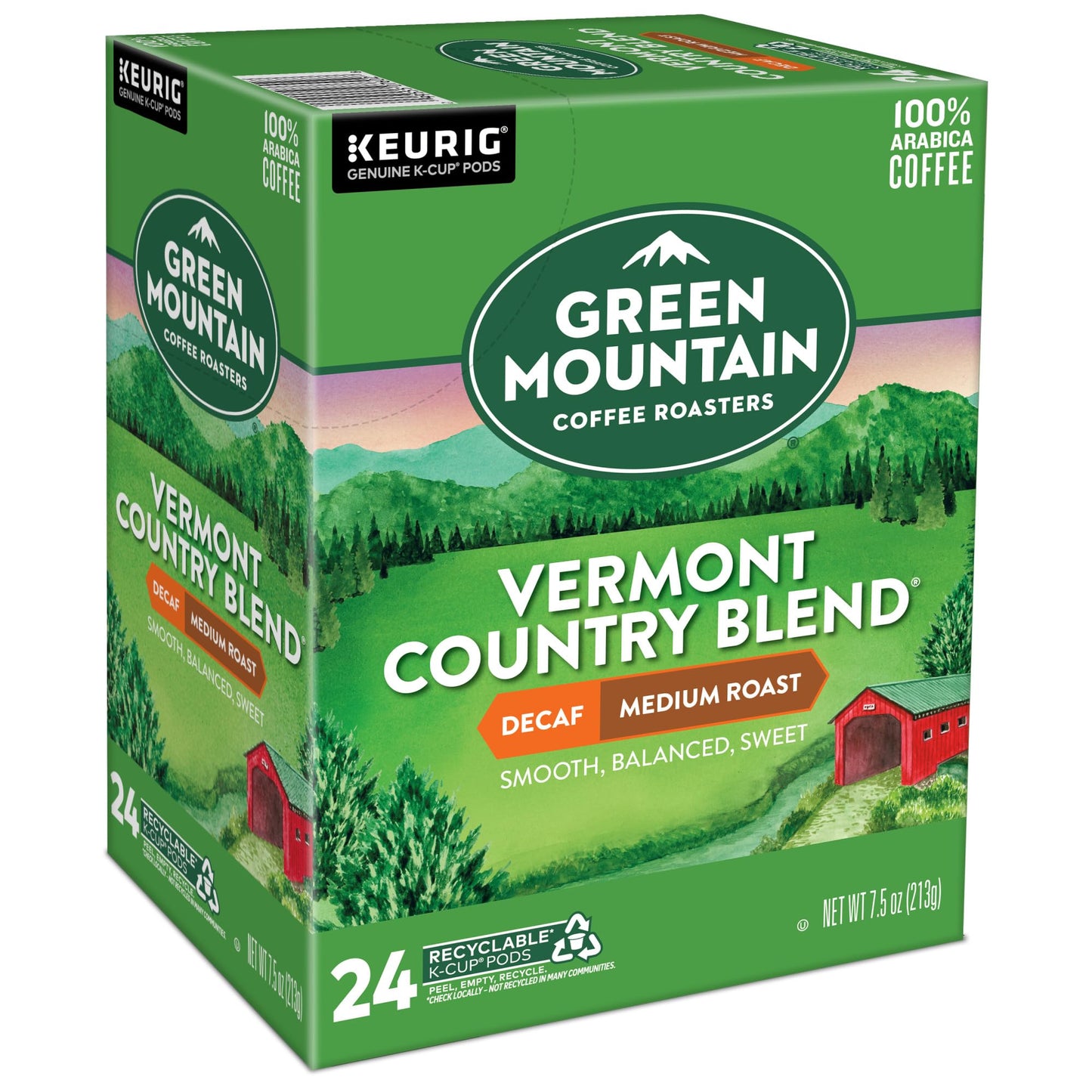 Green Mountain Coffee Roasters Vermont Country Blend Decaf, Keurig Single-Serve K-Cup Pods, Medium Roast Coffee, 96 Count (4 Pac