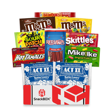 SnackBOX Movie Night Snacks BOX Care Package | Variety Pack (10 Count) | Halloween, Teachers, Back to School, Student, College, 