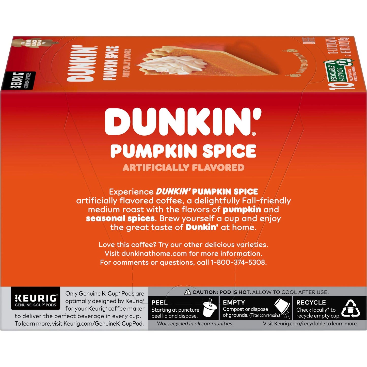 Dunkin Pumpkin Spice Flavored Coffee, 10 Keurig K-Cup Pods