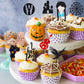 Arthsdite Cupcake Toppers 24Pcs Set, Black Eagle & Cobweb Design, Cardboard, Small, Wednesday Addams Theme