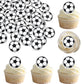 Rsstarxi 48 Pack Edible Football Cupcake Toppers, Soccer Theme, 1.3 inches, Paper