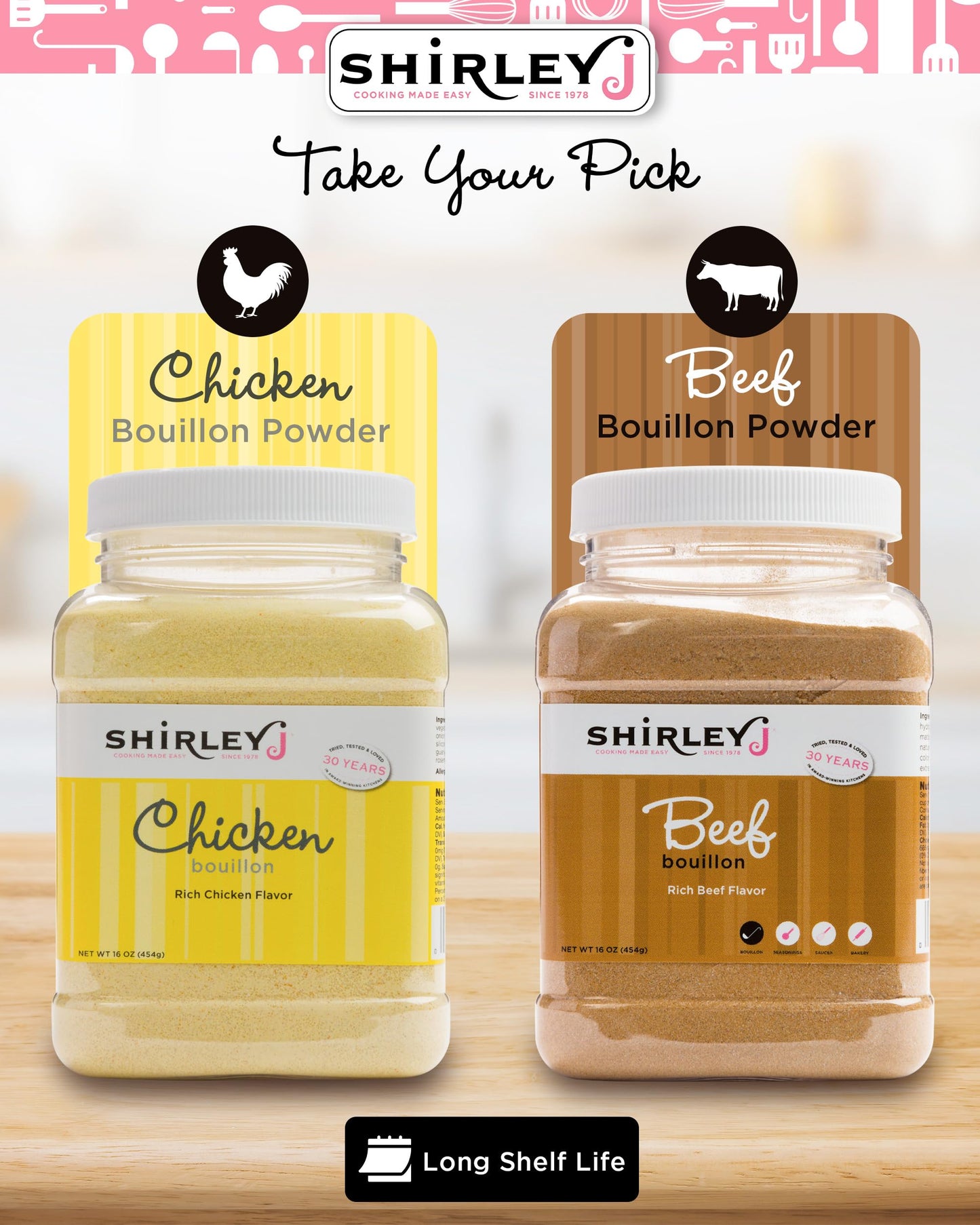 Chicken Flavored Bouillon Powder 1 LB. | Concentrated Vegetarian Chicken Flavored Bouillon | enhanced Gourmet Grade | For Soup  Stew  Broth  Gravy  Curry & More (Chicken) Shirley J