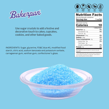 Bakerpan Sugar Sprinkles For Baking - 7 Ounce Sky Blue Decorating Sugar Crystals For Cookies, Cake Pops, Ice Cream (Made In Usa)