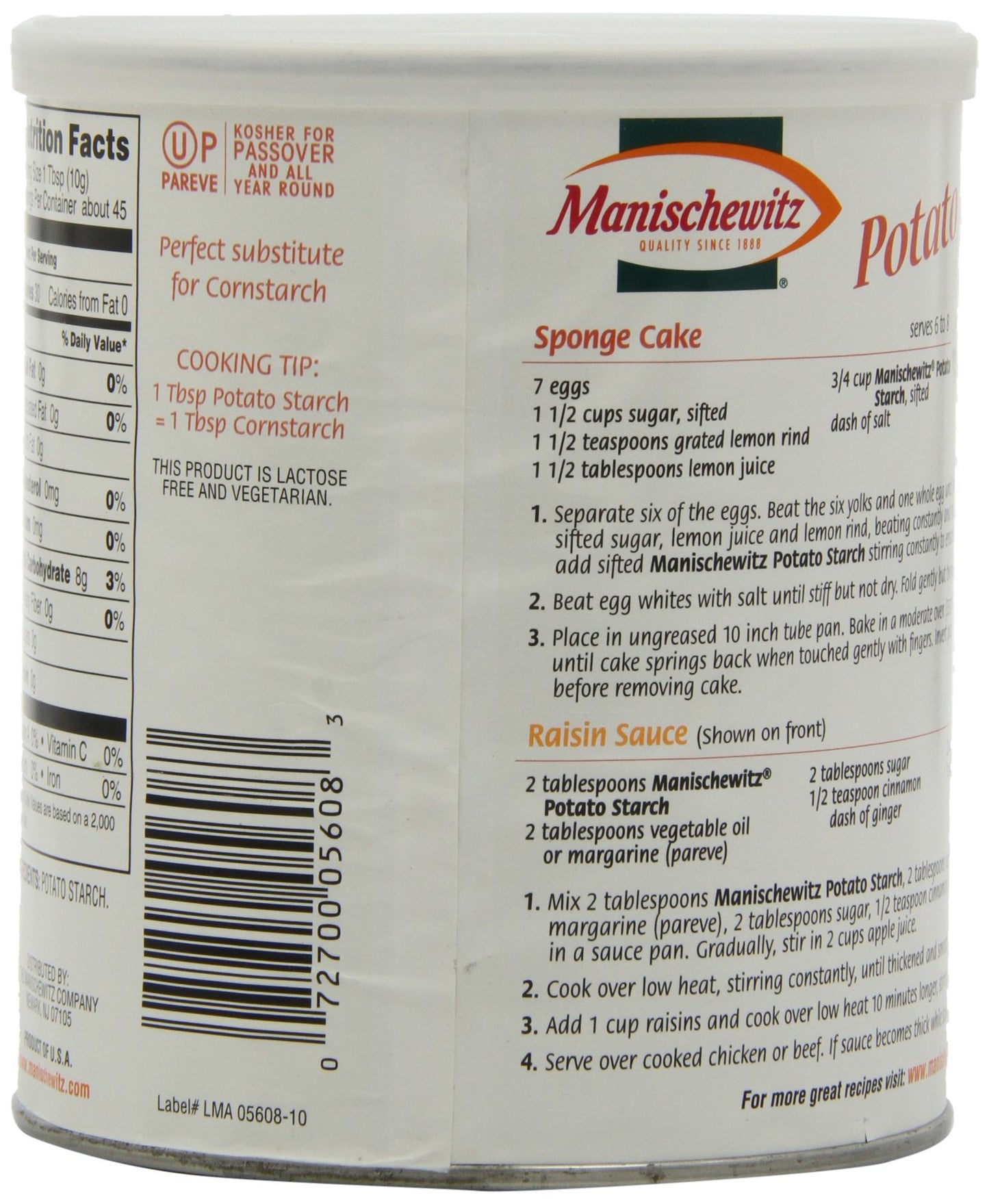 Manischewitz Whole Grain Matzo Meal, 16 Ounce (Pack Of 4)