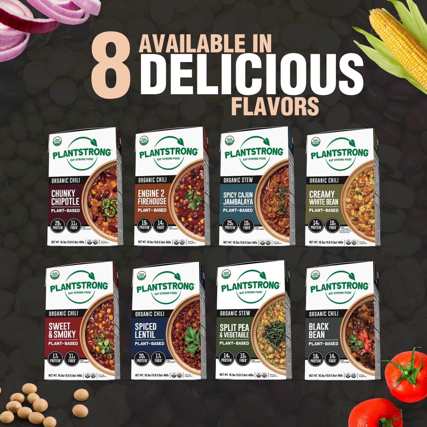 PLANTSTRONG Black Bean Chili Soup - Organic, Plant-Based, Non-GMO, Vegan, High Protein Chili Soup