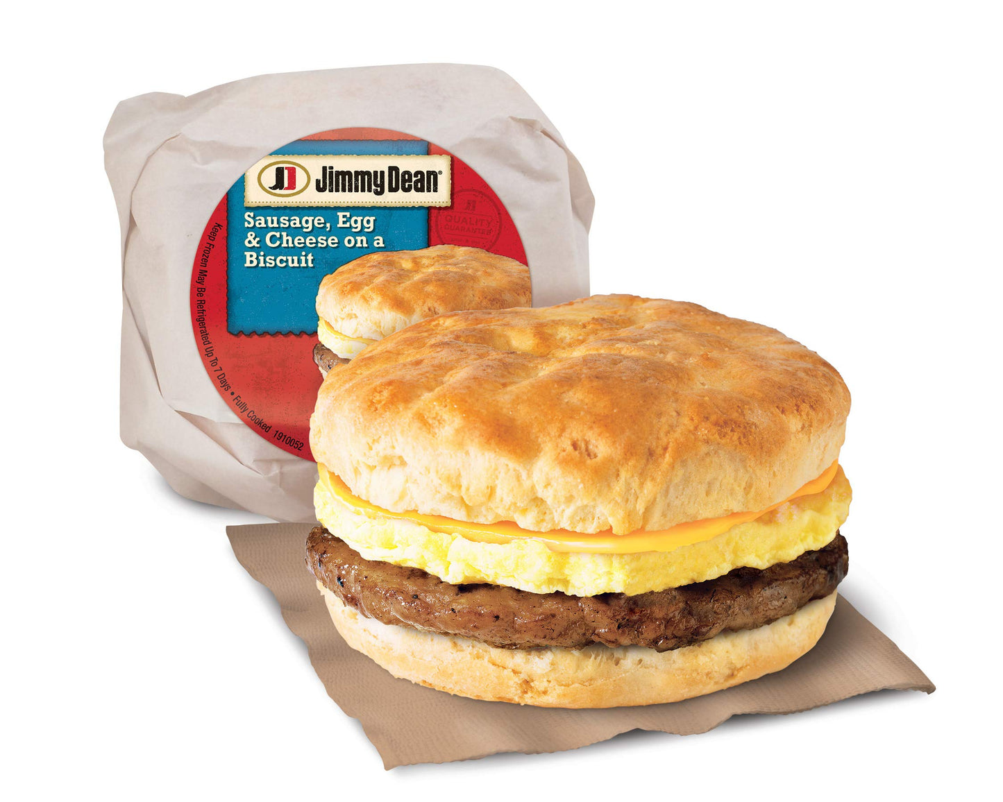 Jimmy Dean Sausage, Egg & Cheese Biscuit, 4.9 oz (12 Count) - Perfect Breakfast Meal, Frozen Convenience