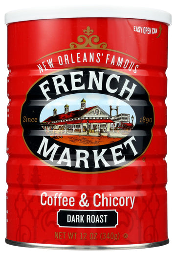French Market Coffee & Chicory Dark Roast Ground Coffee, 12Oz Can (Pack Of 1)