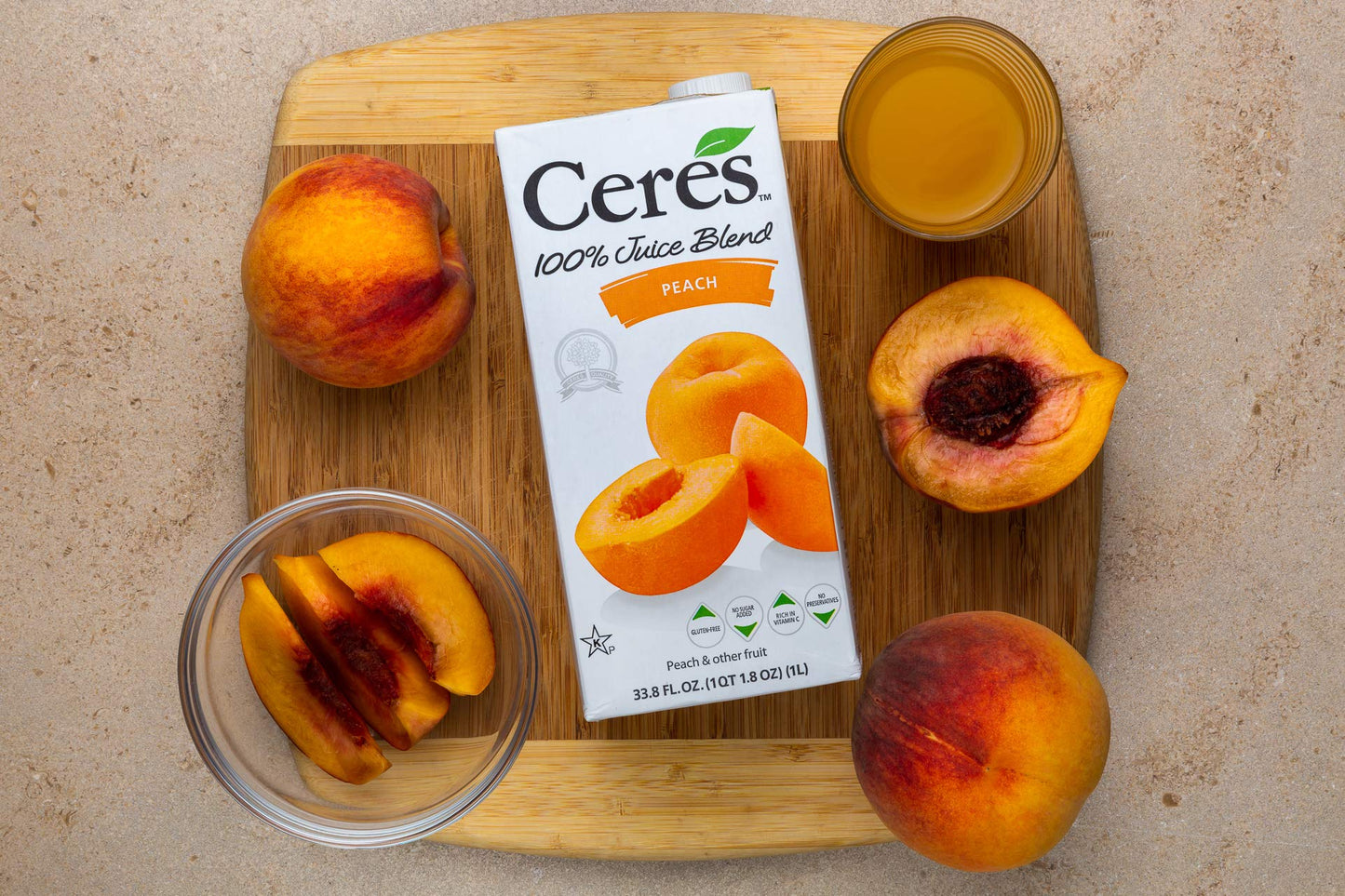 Ceres 100% All Natural Pure Fruit Juice Blend, Peach - Gluten Free, Rich In Vitamin C, No Added Sugar Or Preservatives, Choleste