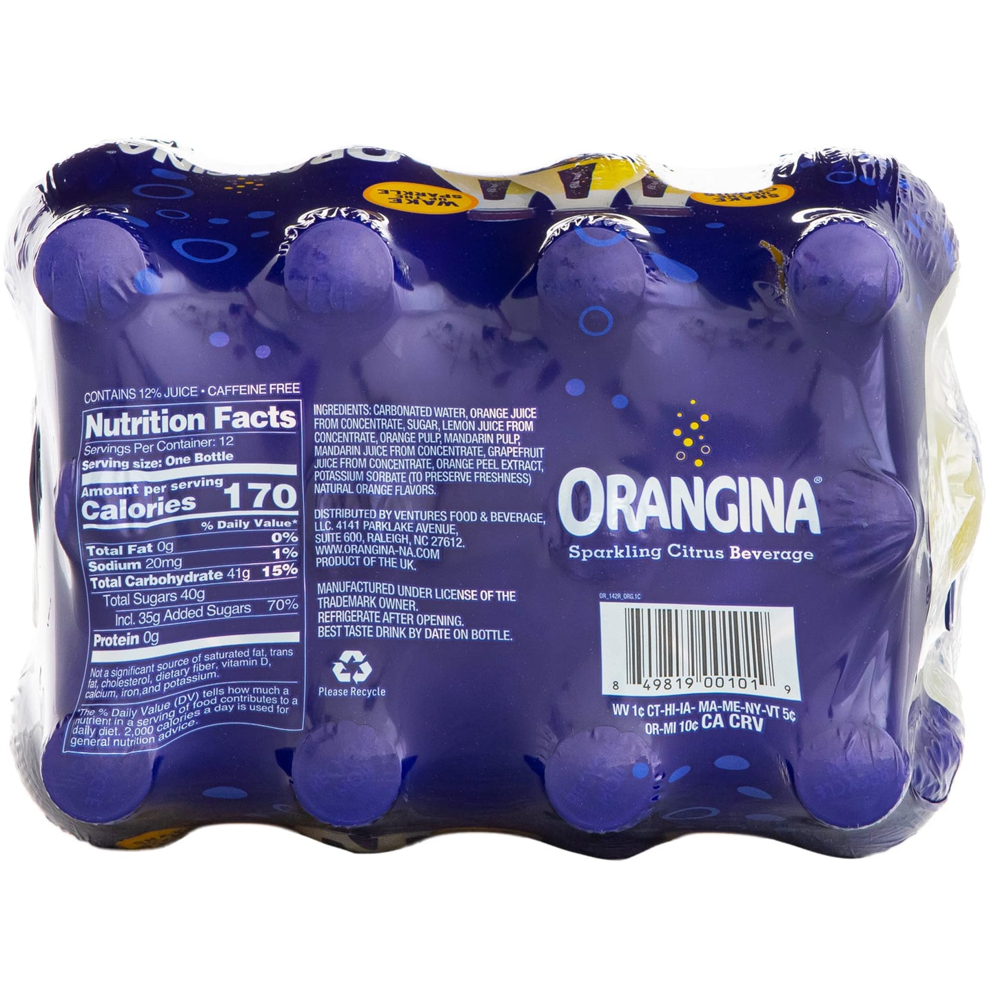 Orangina Citrus Sparkling Juice Beverage - Original French Recipe - Pack of 12 - 14.2 Fl Oz Bottles