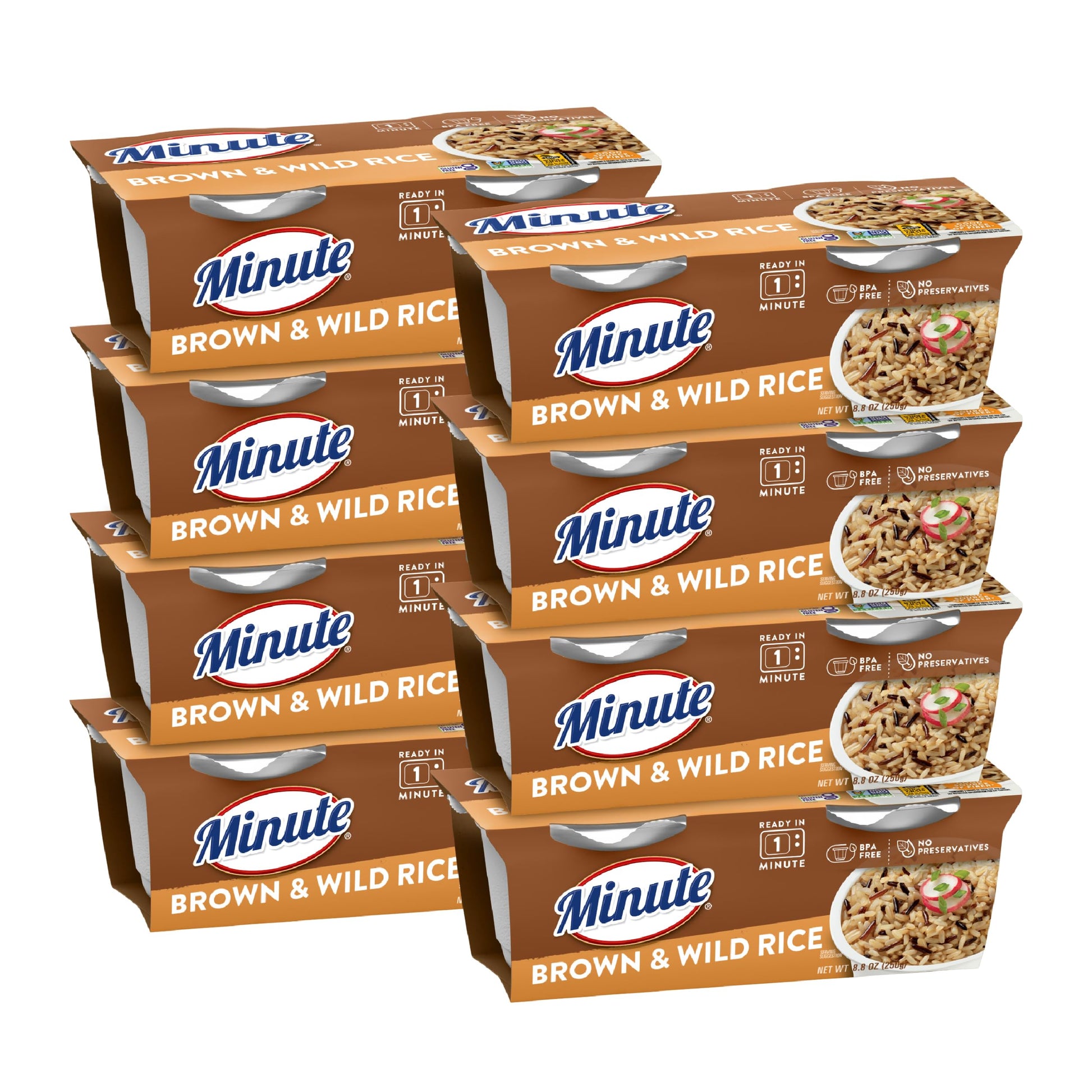 Minute Ready-to-Serve Brown and Wild Rice, Microwavable Rice Cups, 8.8-Ounce Cups (Pack of 8)