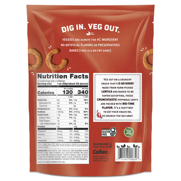 Harvest Snaps Veggie Chips (Kick N BBQ Crunchy Loops) | Powered by Plant Protein, Gluten Free, Non-GMO Baked Vegetable Crisps |